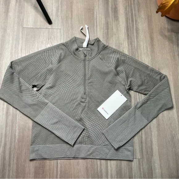 Lululemon Rest Less Cropped Half-Zip Grid Warp Rover / Raw Linen - Picture 7 of 7